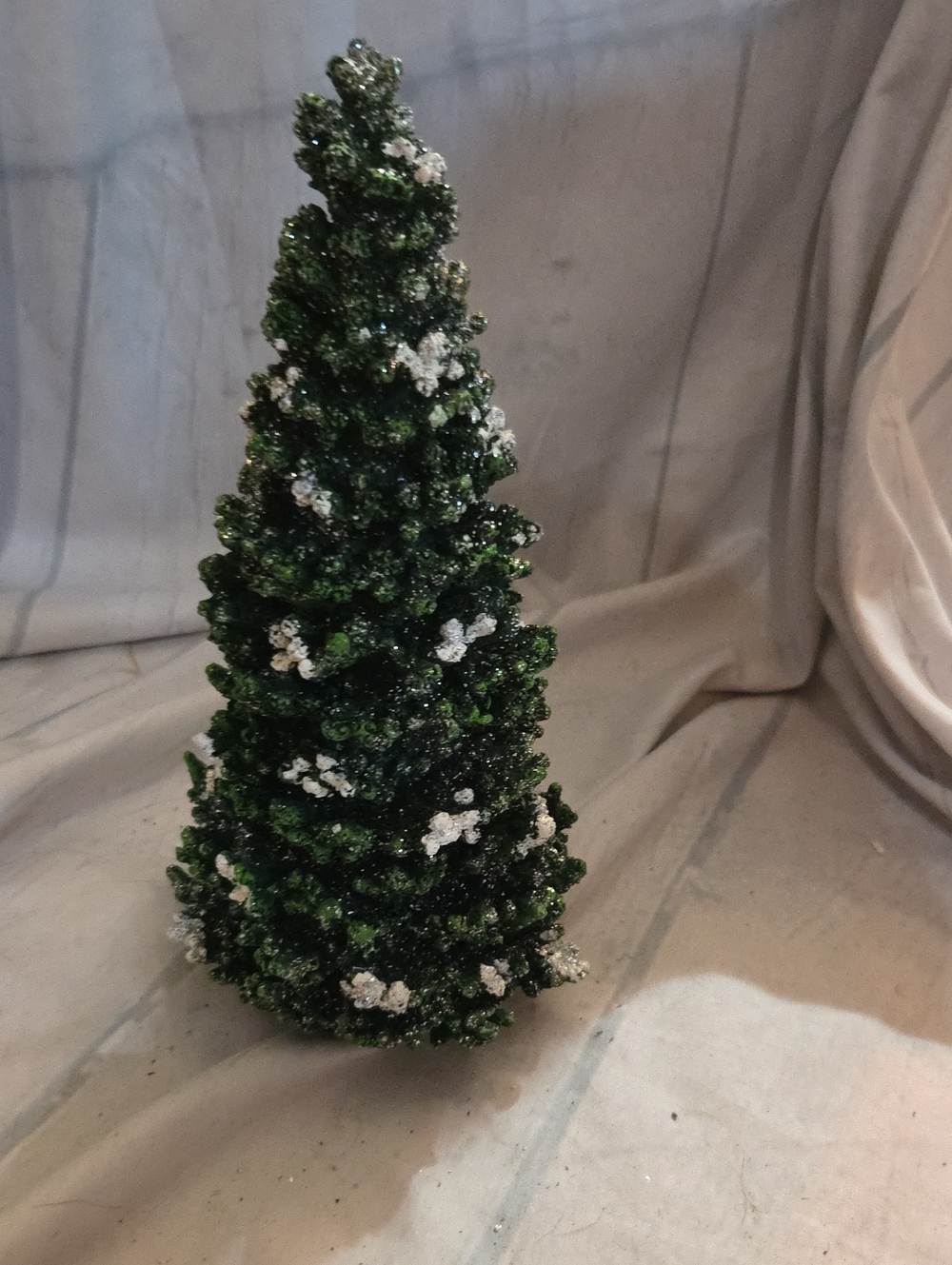 St. Nicholas Square Green and White Glittered Tabletop Tree